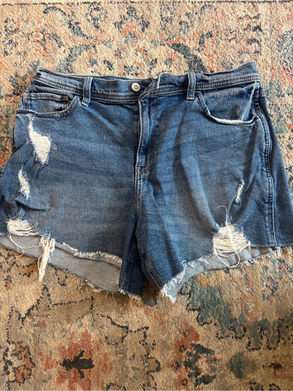 Hollister Distressed Dark Blue Denim Cutoff Shorts